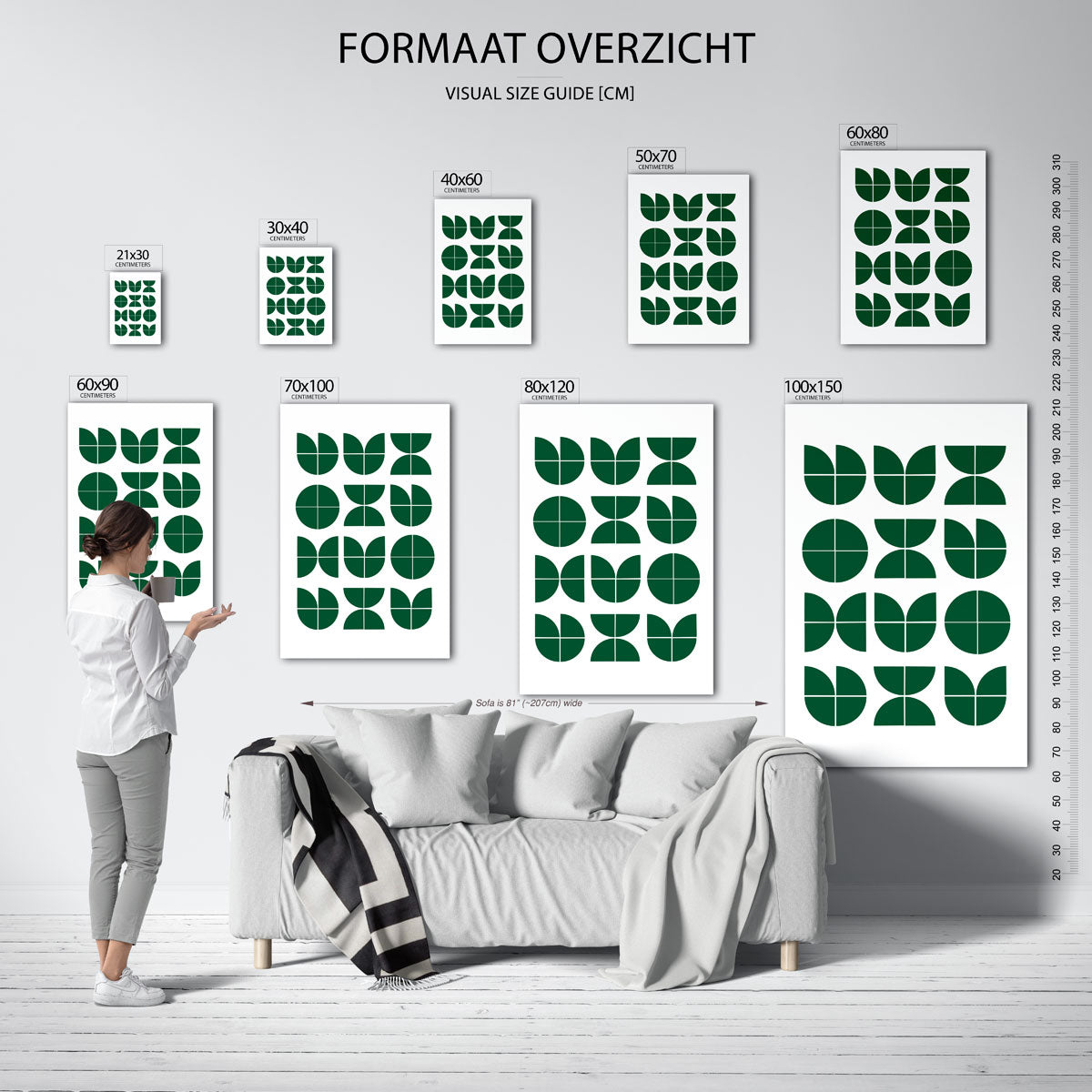 Groene vormenritme Poster