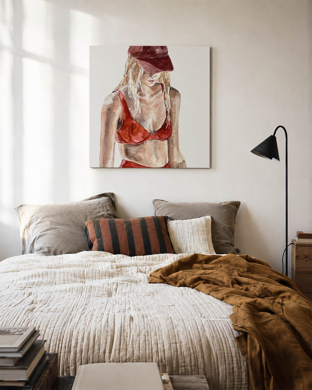 Vrouw in rood Kunstwerk