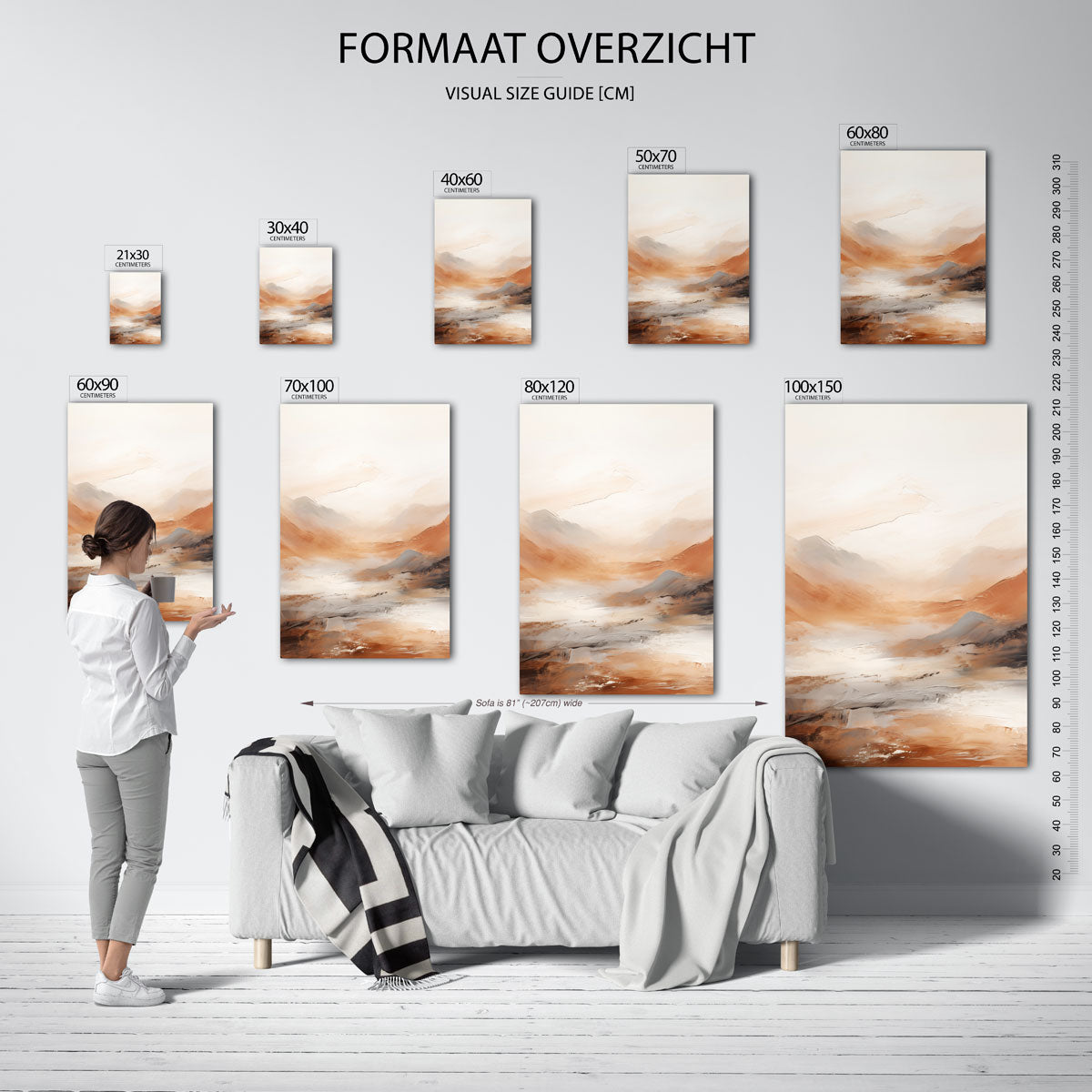 Landschap in beige en bruin Poster