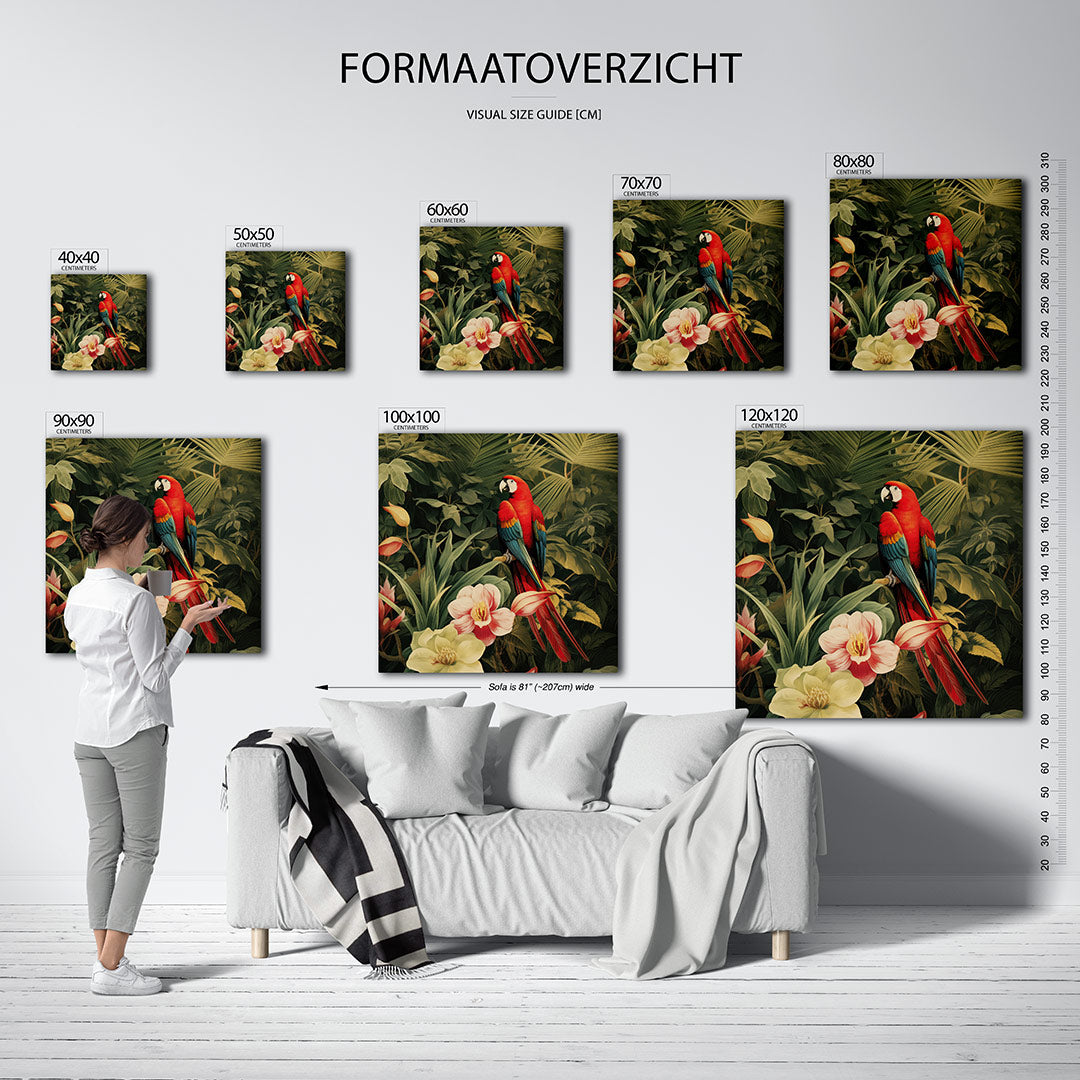 Exotische vogel en bloemen Kunstwerk