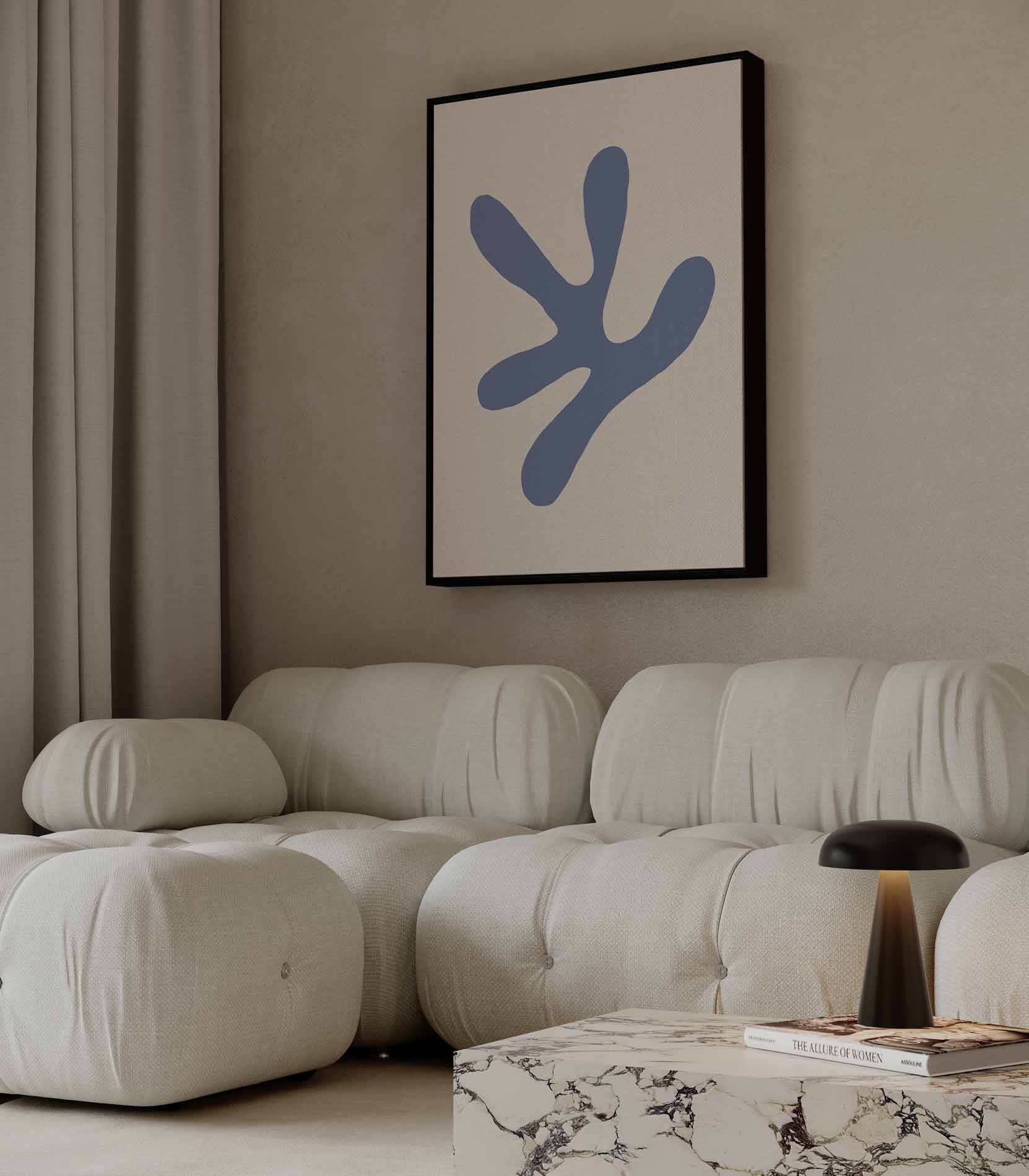 Speelse Blauwe Abstractie Kunstwerk-canvas-dibond-plexiglas-wanddecoratie-WallArtistic