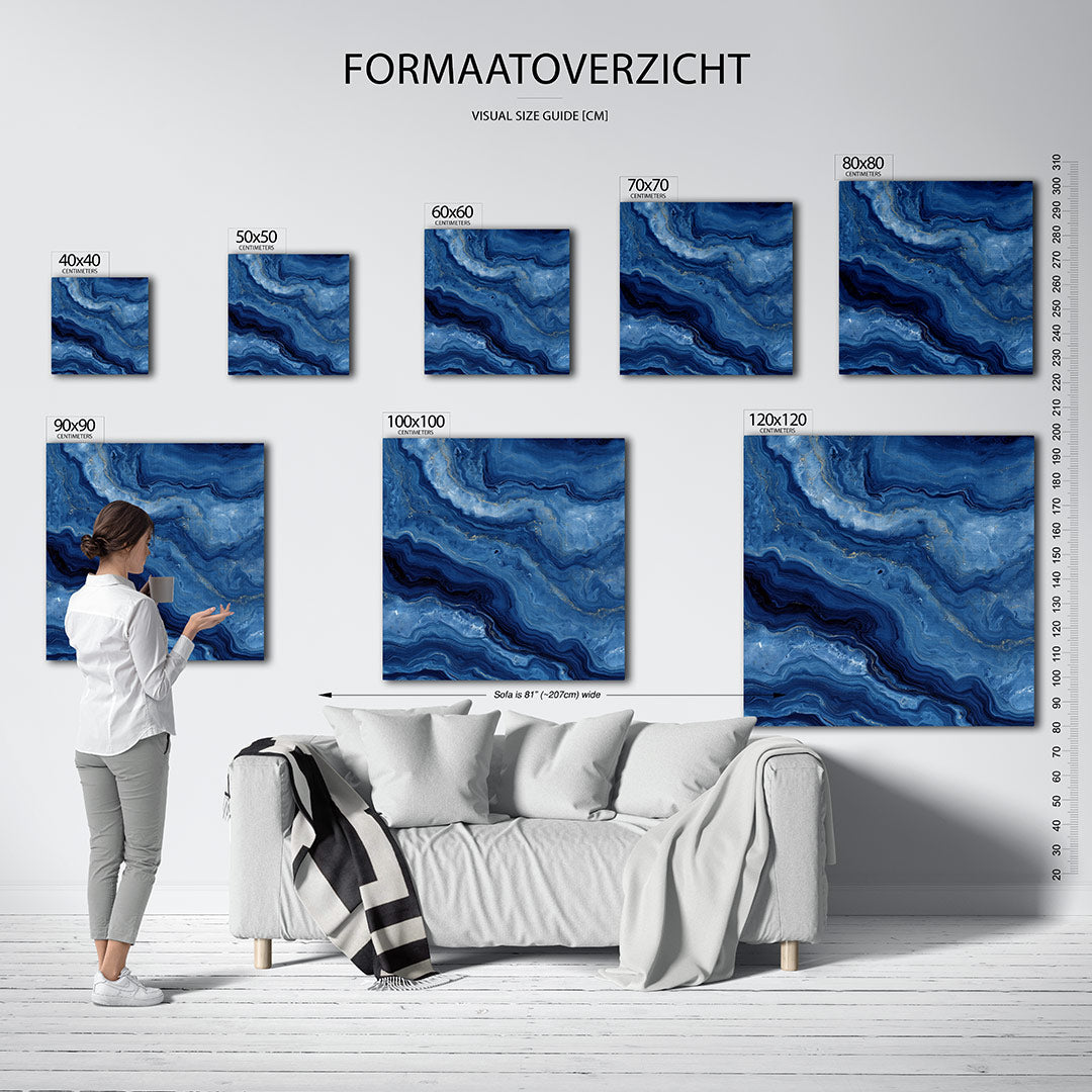 Golvende blauwe patronen Kunstwerk