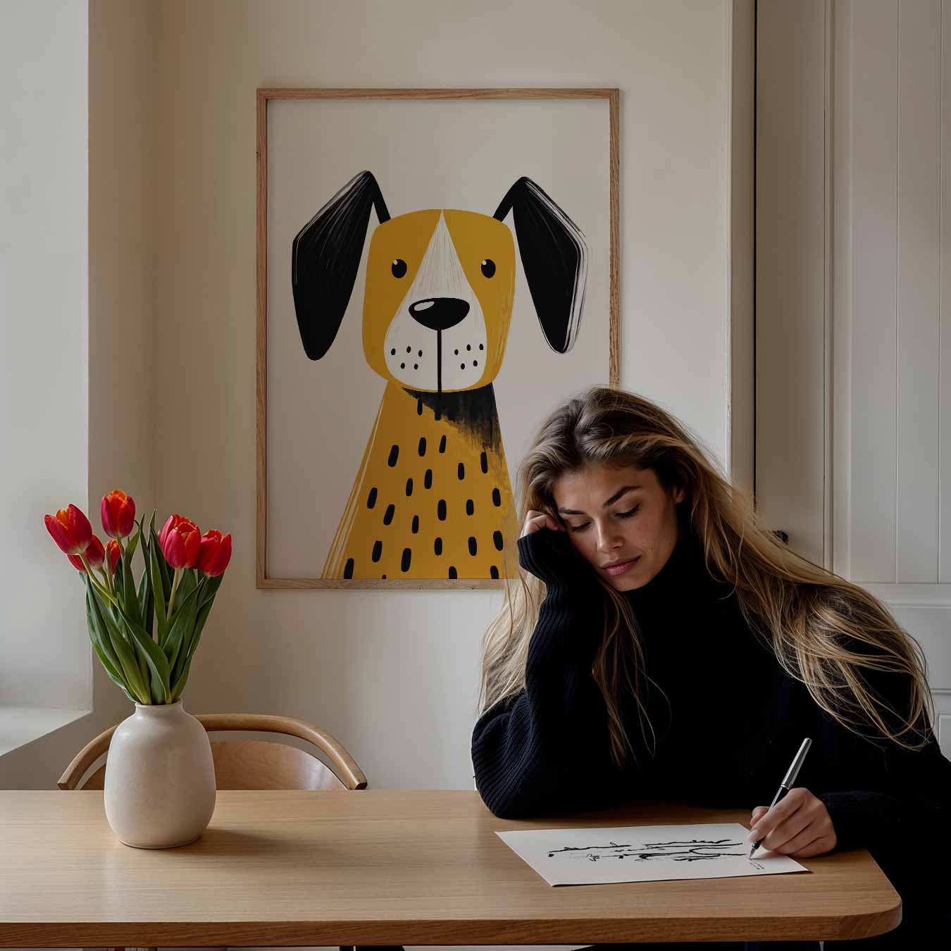 Schattige Hond Illustratie Poster-WallArtistic
