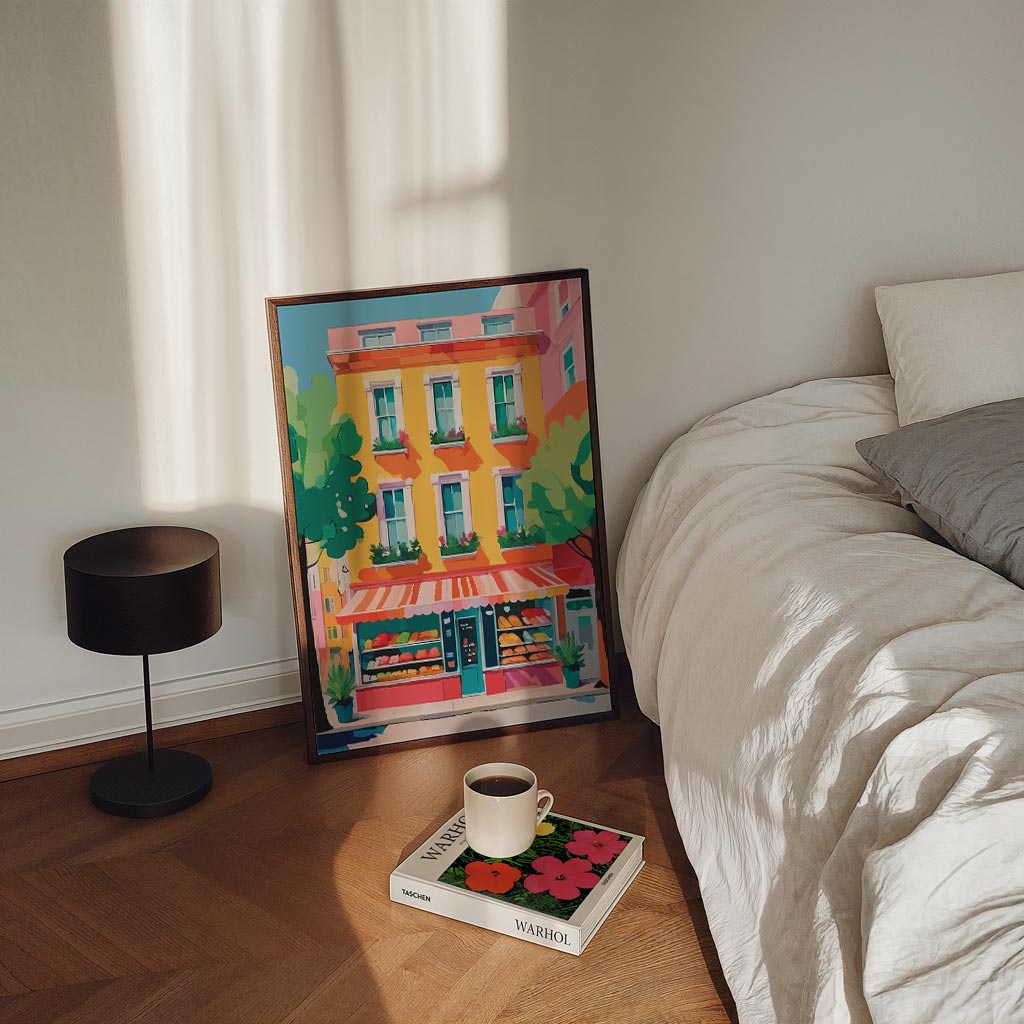 Vrolijke Straat in de Zomerzon Poster-WallArtistic