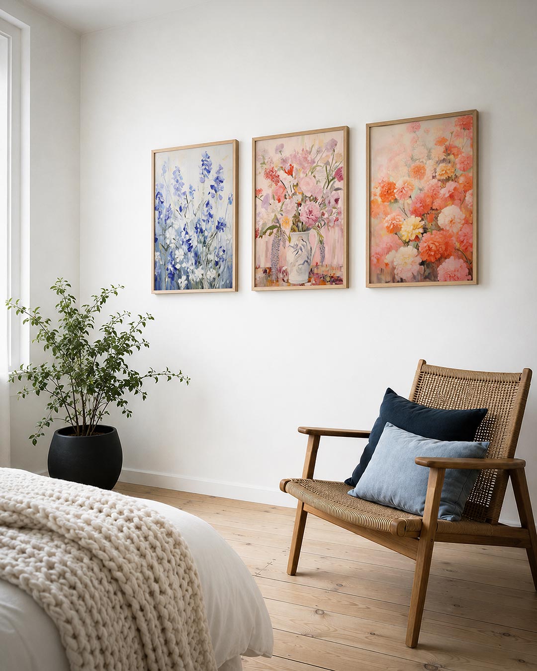 Bloemen in blauwtinten Posterset