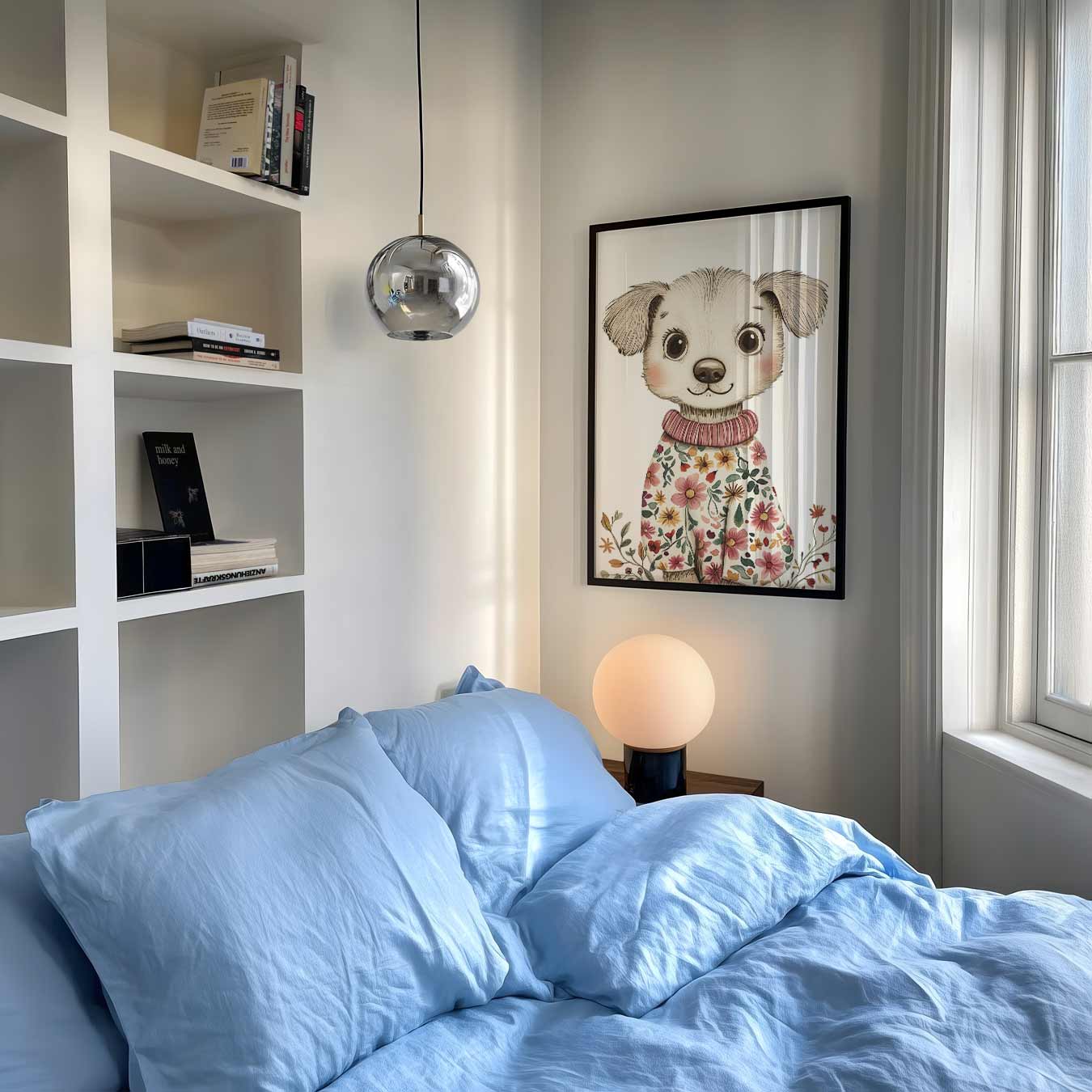 Schattige Puppy met Bloemen Trui Poster-WallArtistic