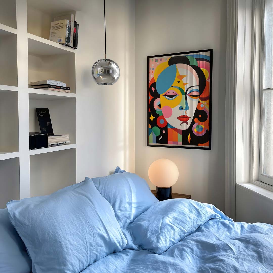 Kleurrijke Gezichtsillusie Kunstposter-WallArtistic