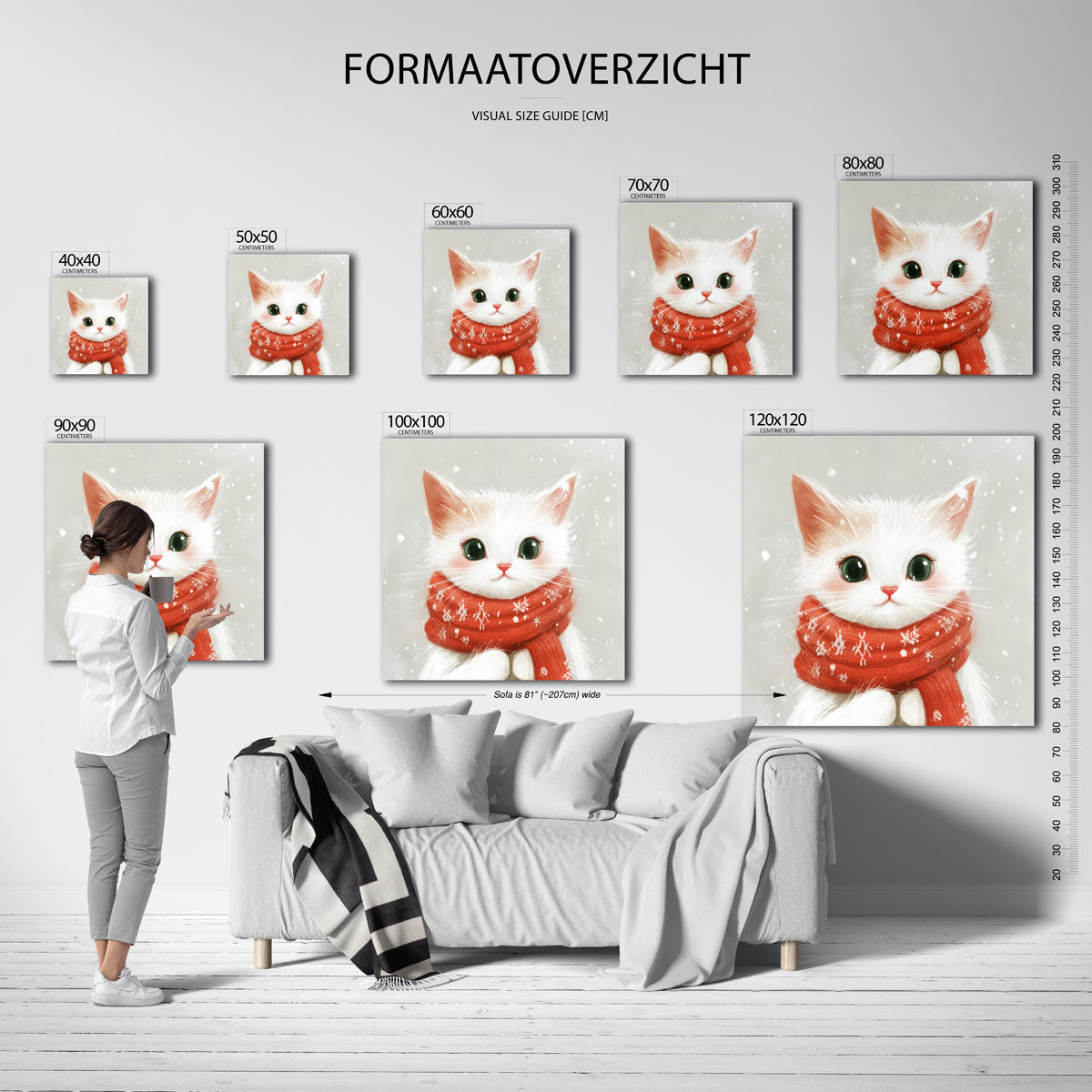 Kat met rode sjaal Poster