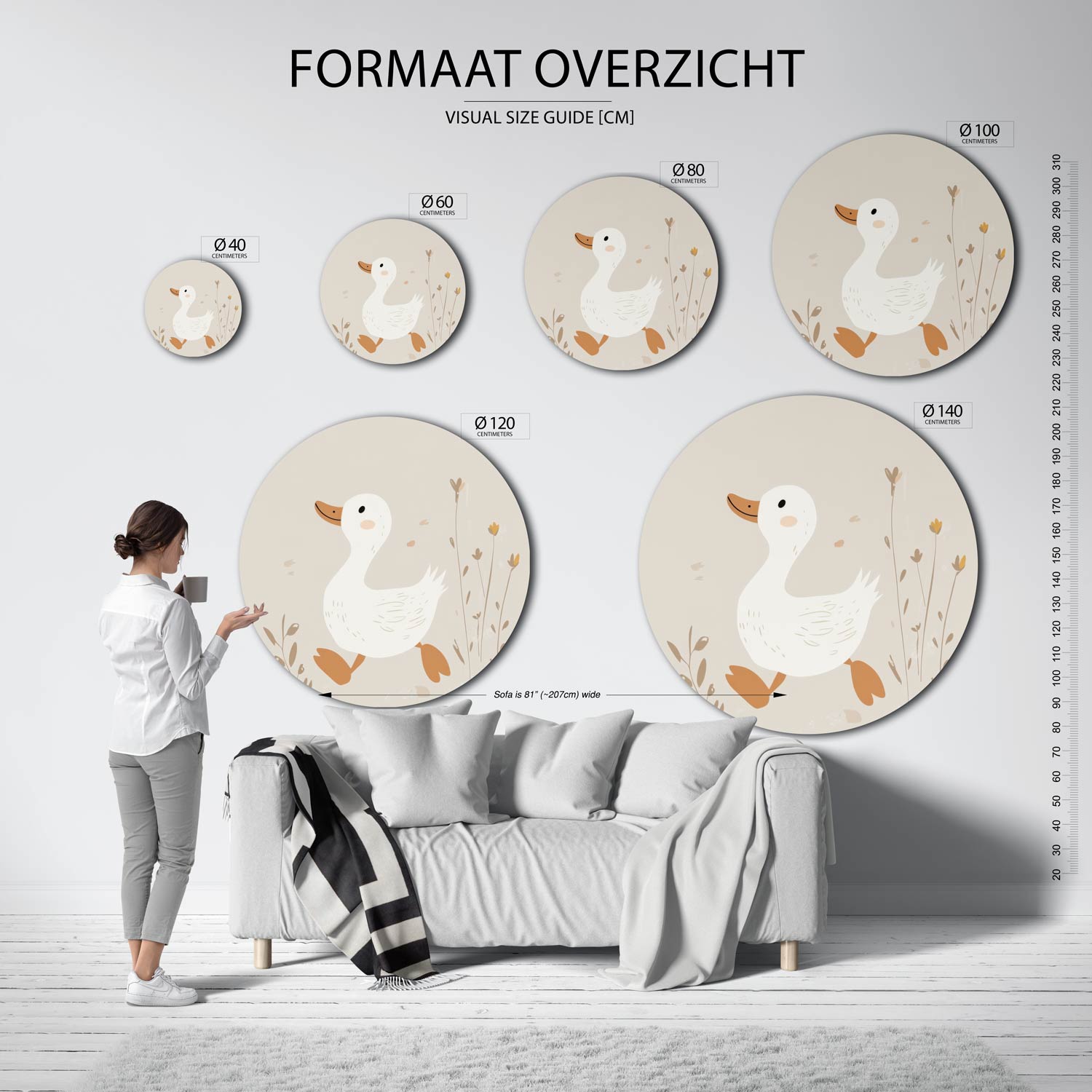 Eend met bloemen Muurcirkel
