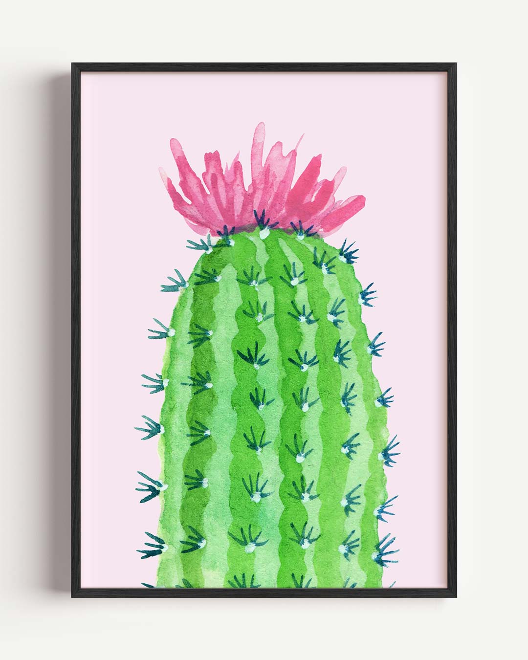Cactus met Bloem Poster-WallArtistic