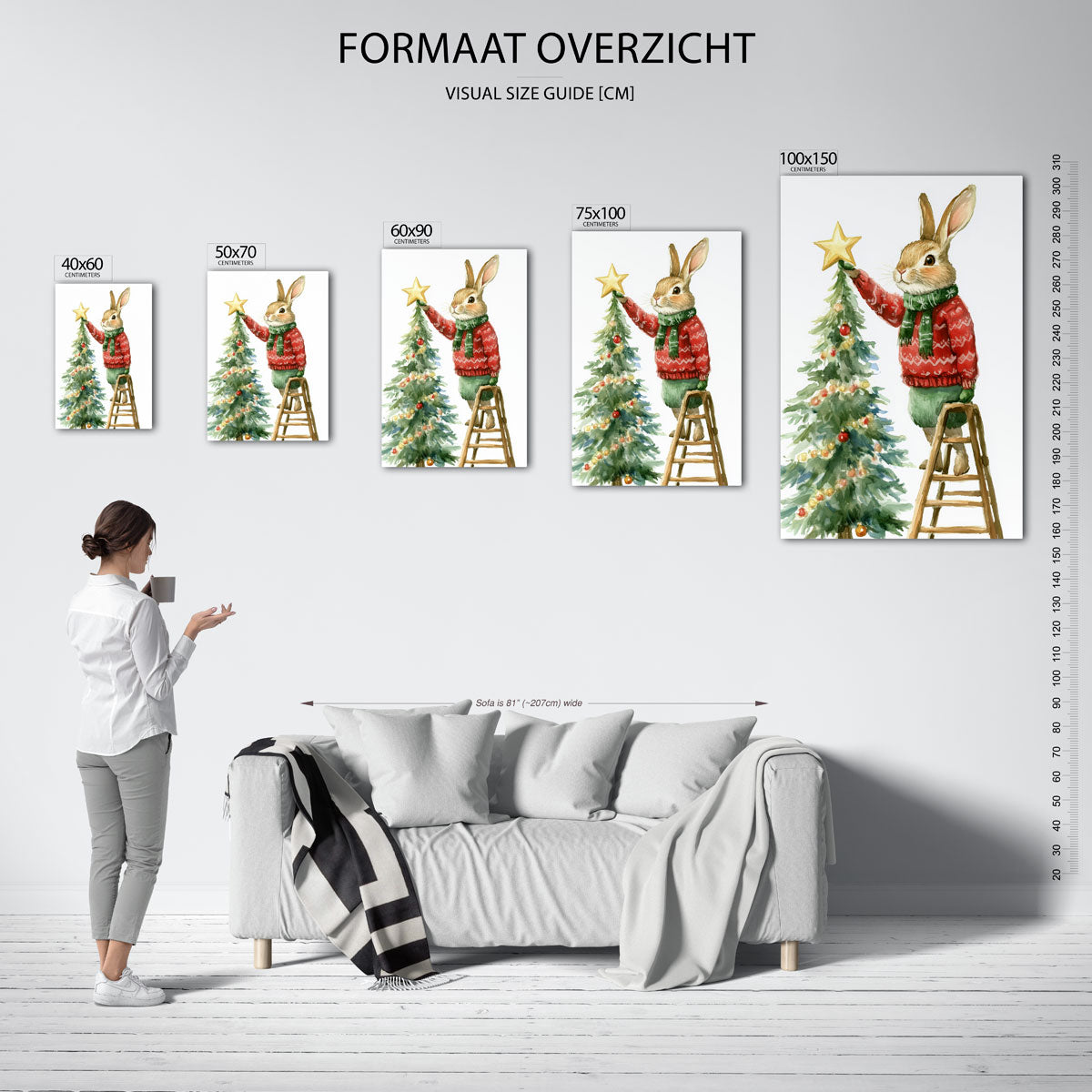 Kerstkonijn en boom Kunstwerk