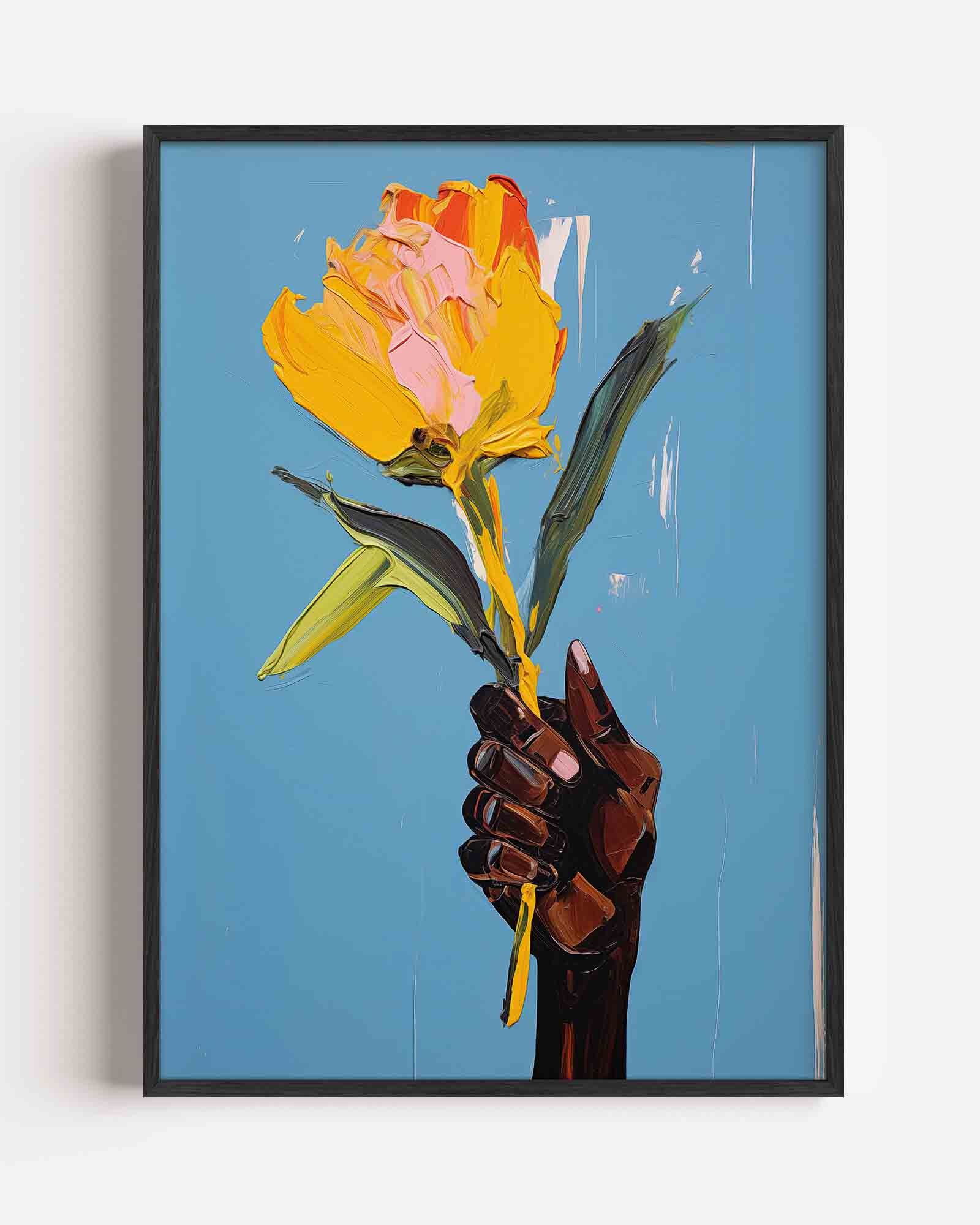 Hand met bloem Poster