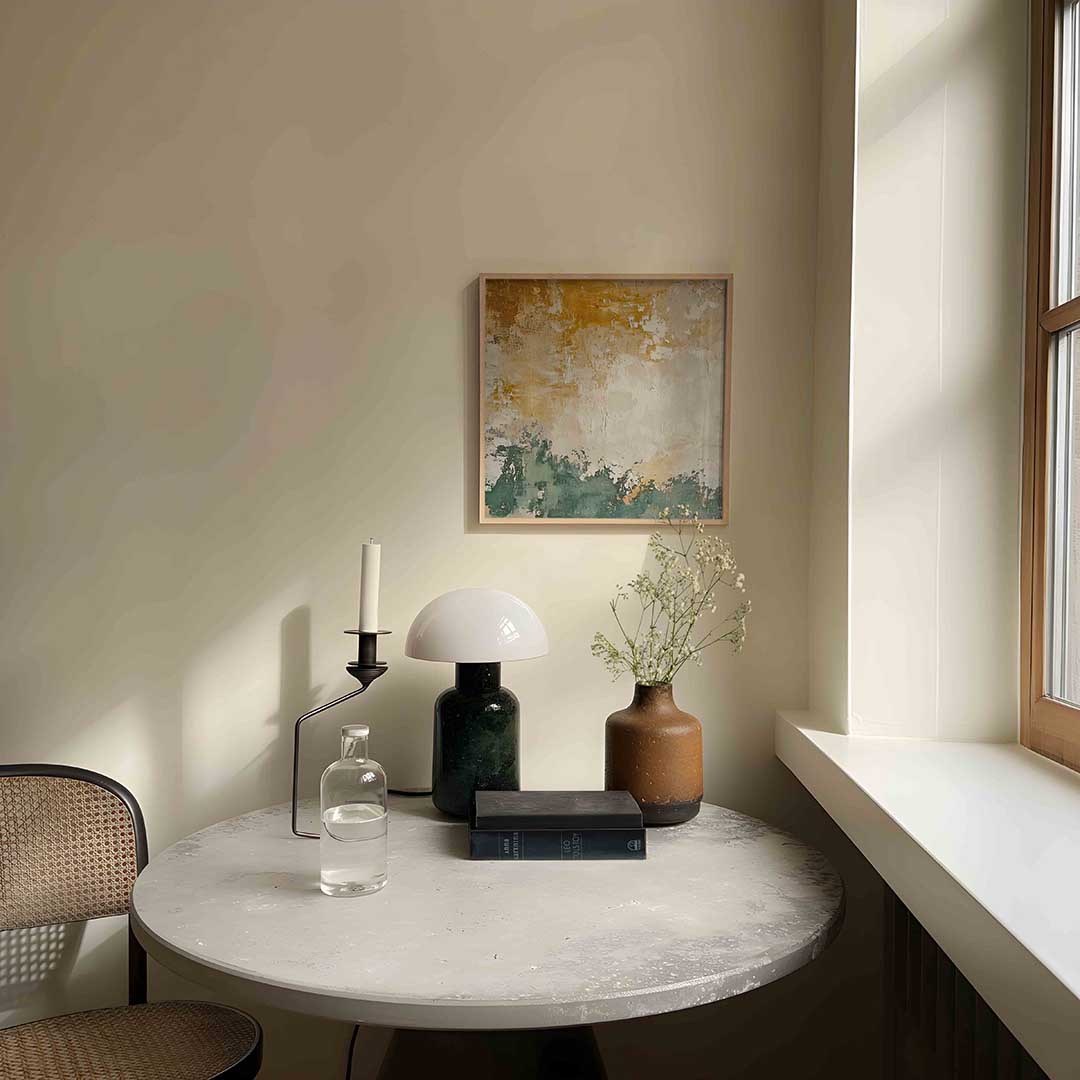 Abstracte beige en groene Poster