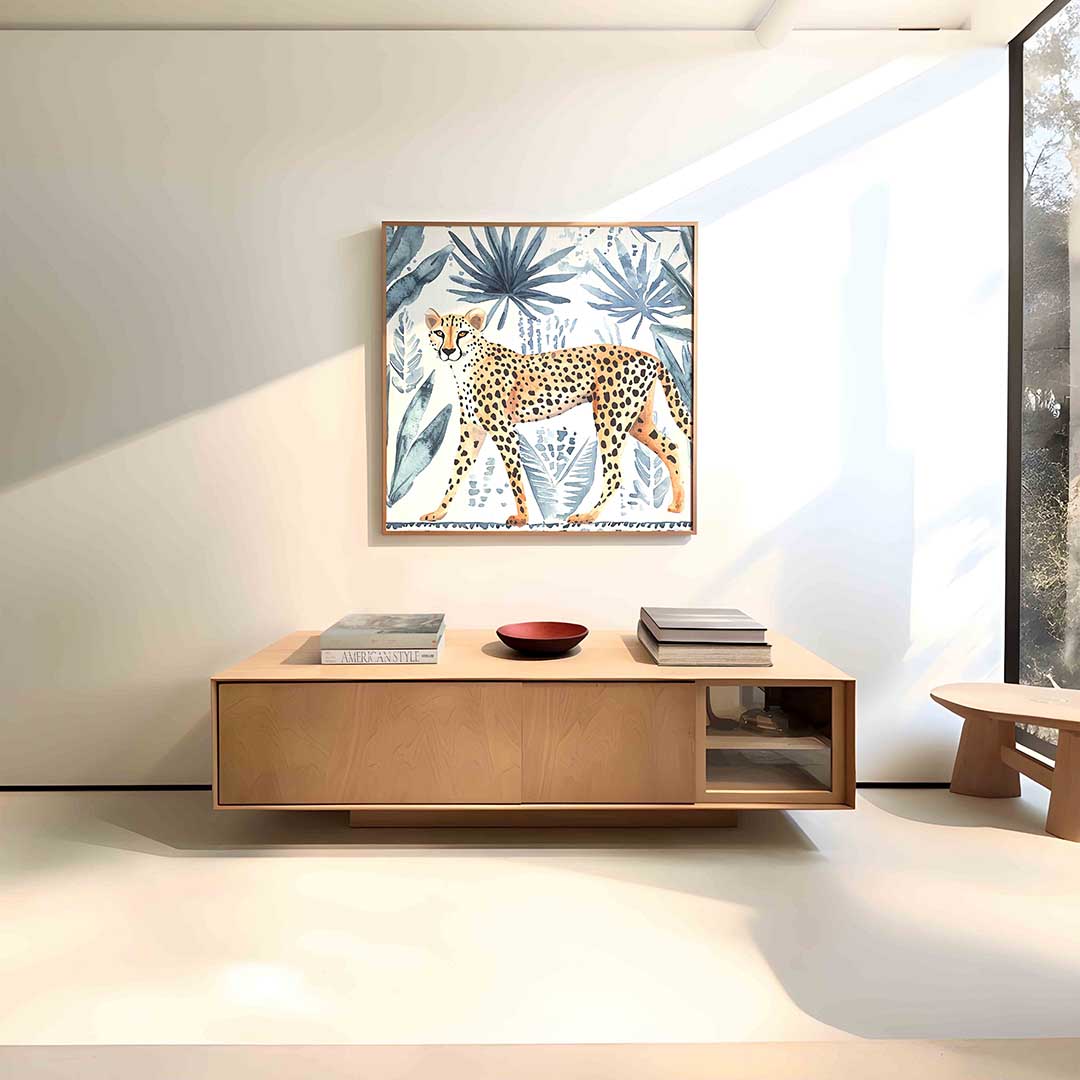 Luipaard en bladeren Poster