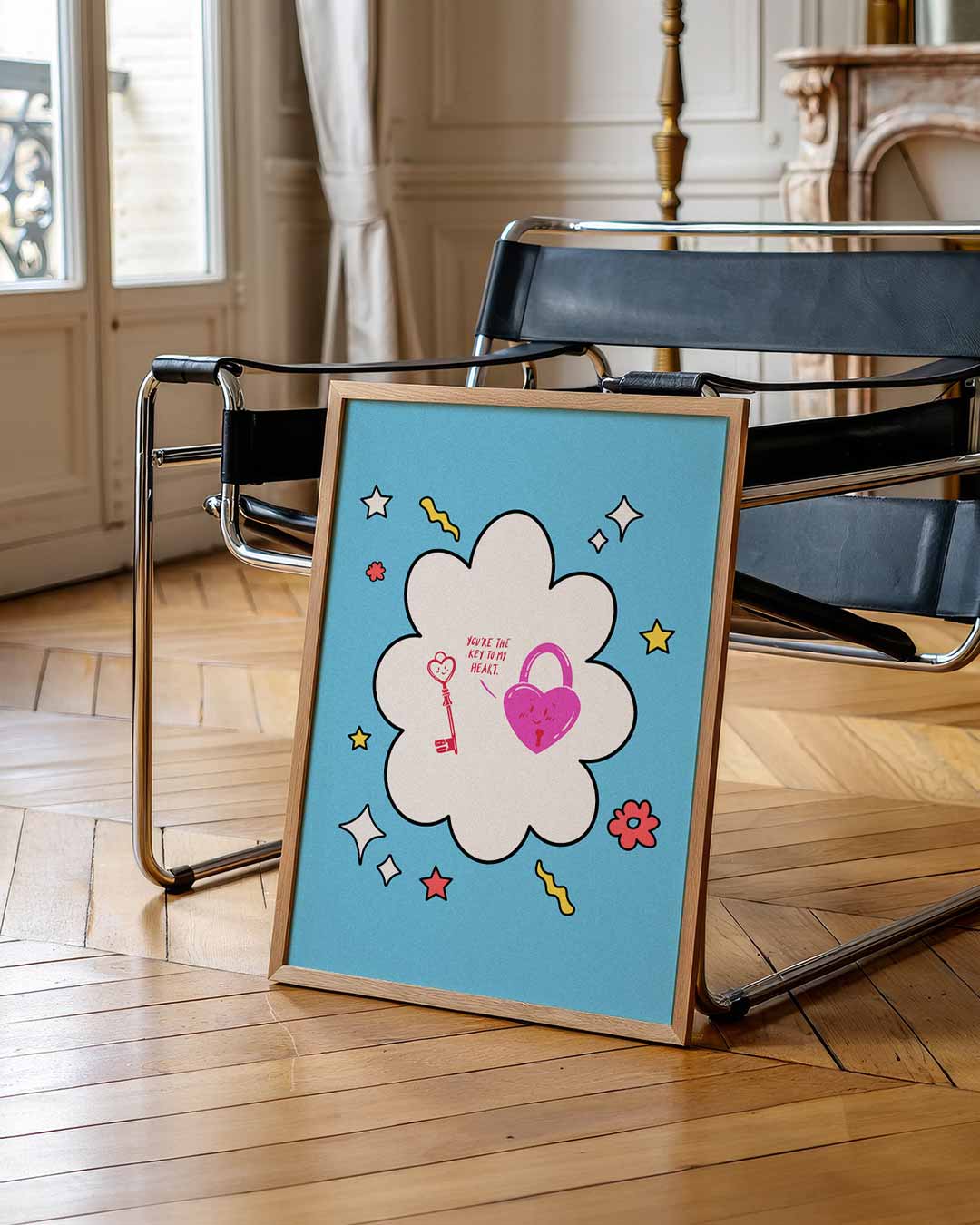 Vrolijke Sleutel en Slot Liefdesposter-WallArtistic