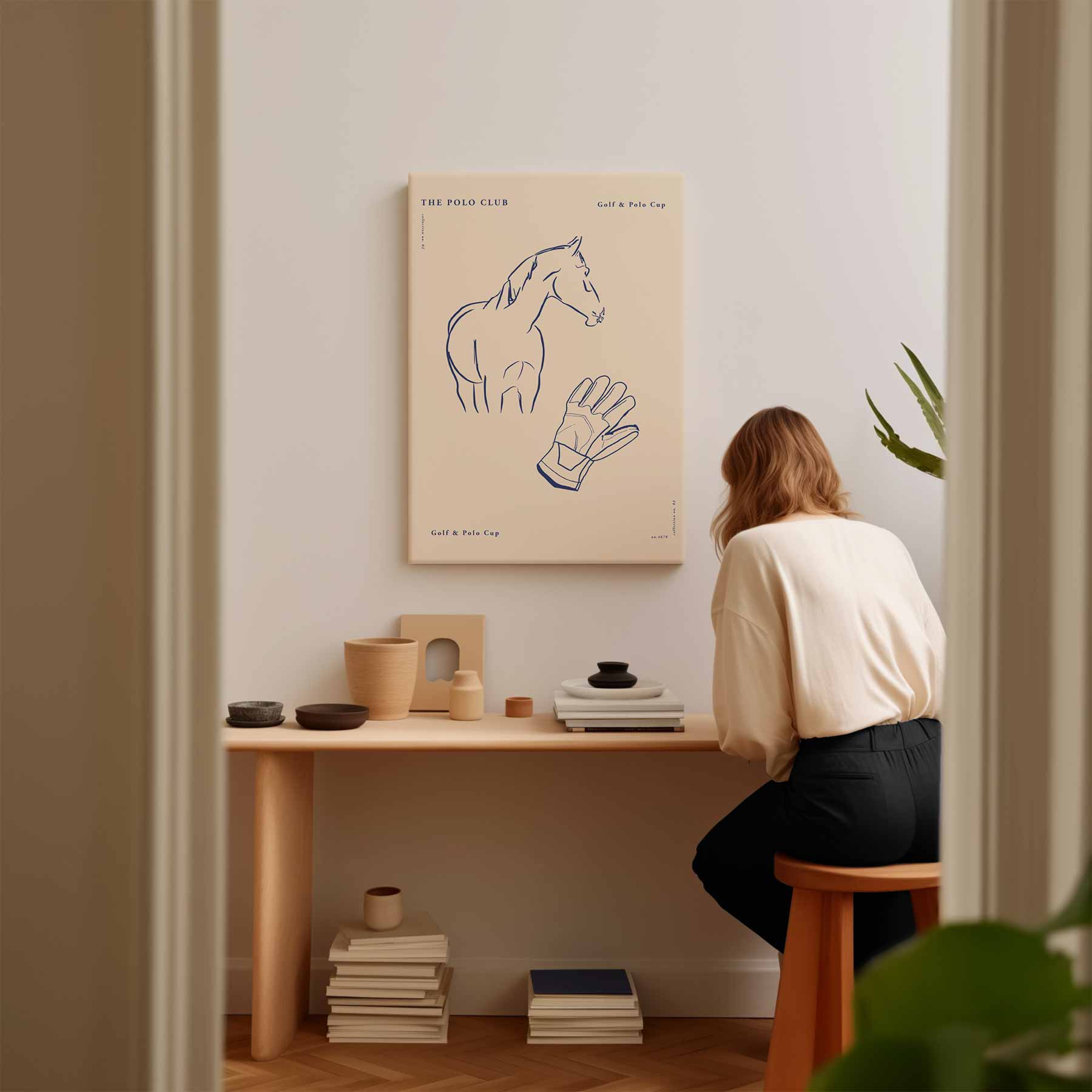 Elegante Paardenschets Kunstwerk-canvas-dibond-plexiglas-wanddecoratie-WallArtistic