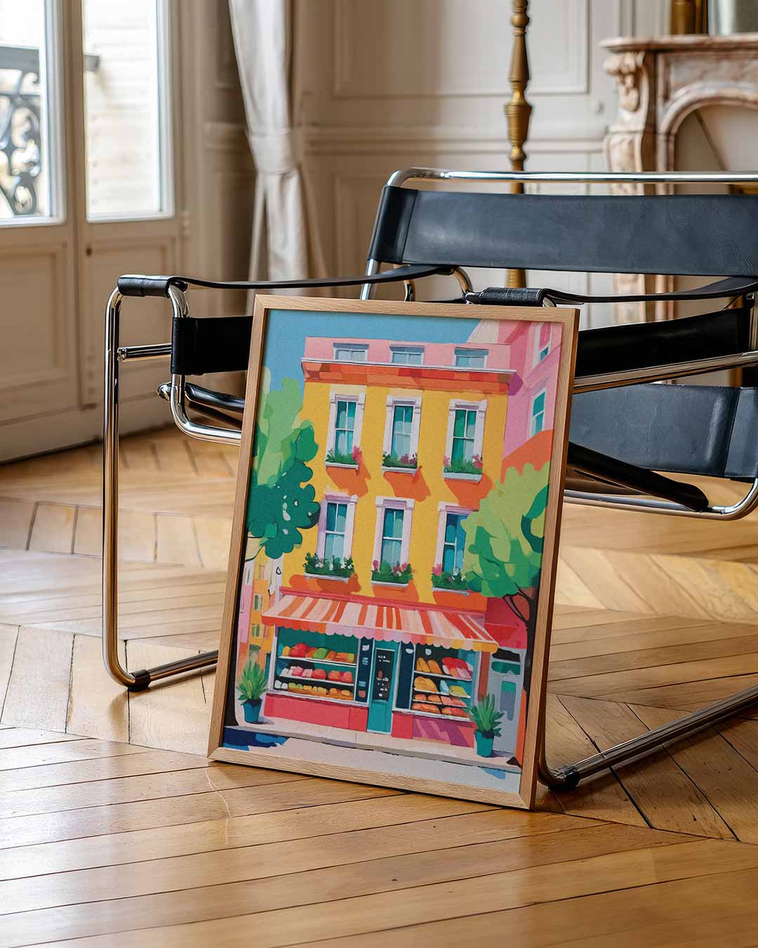 Vrolijke Straat in de Zomerzon Poster-WallArtistic