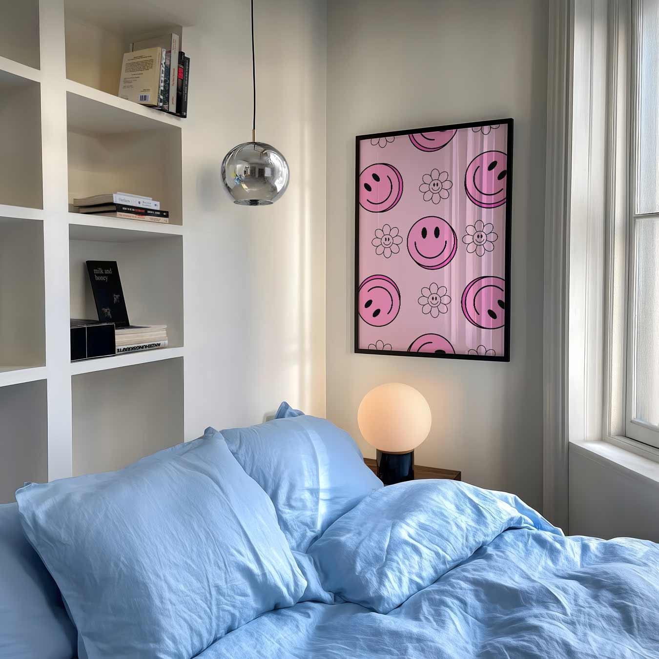 Vrolijke Bloemen en Smiley's Poster-WallArtistic