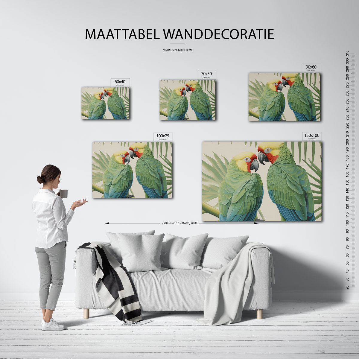Tropische papegaaien Kunstwerk