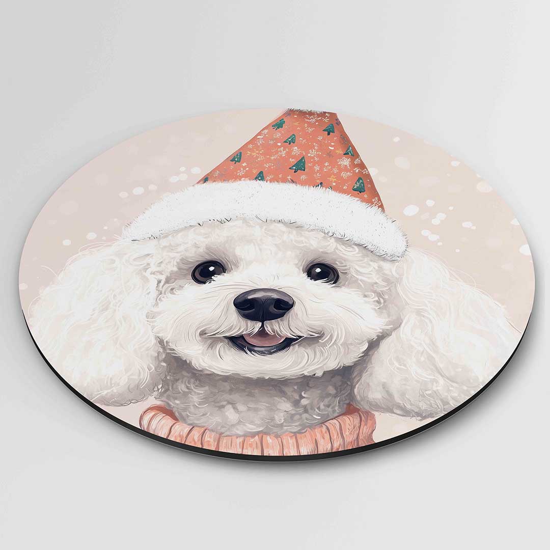 Hond met kerstmuts Muurcirkel
