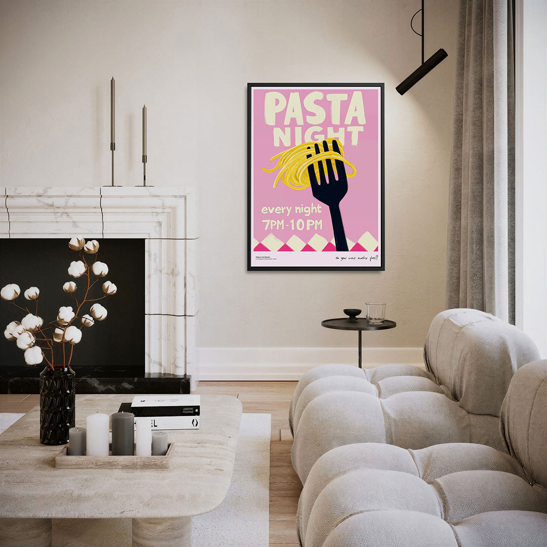 Speelse pastaposter Kunstwerk