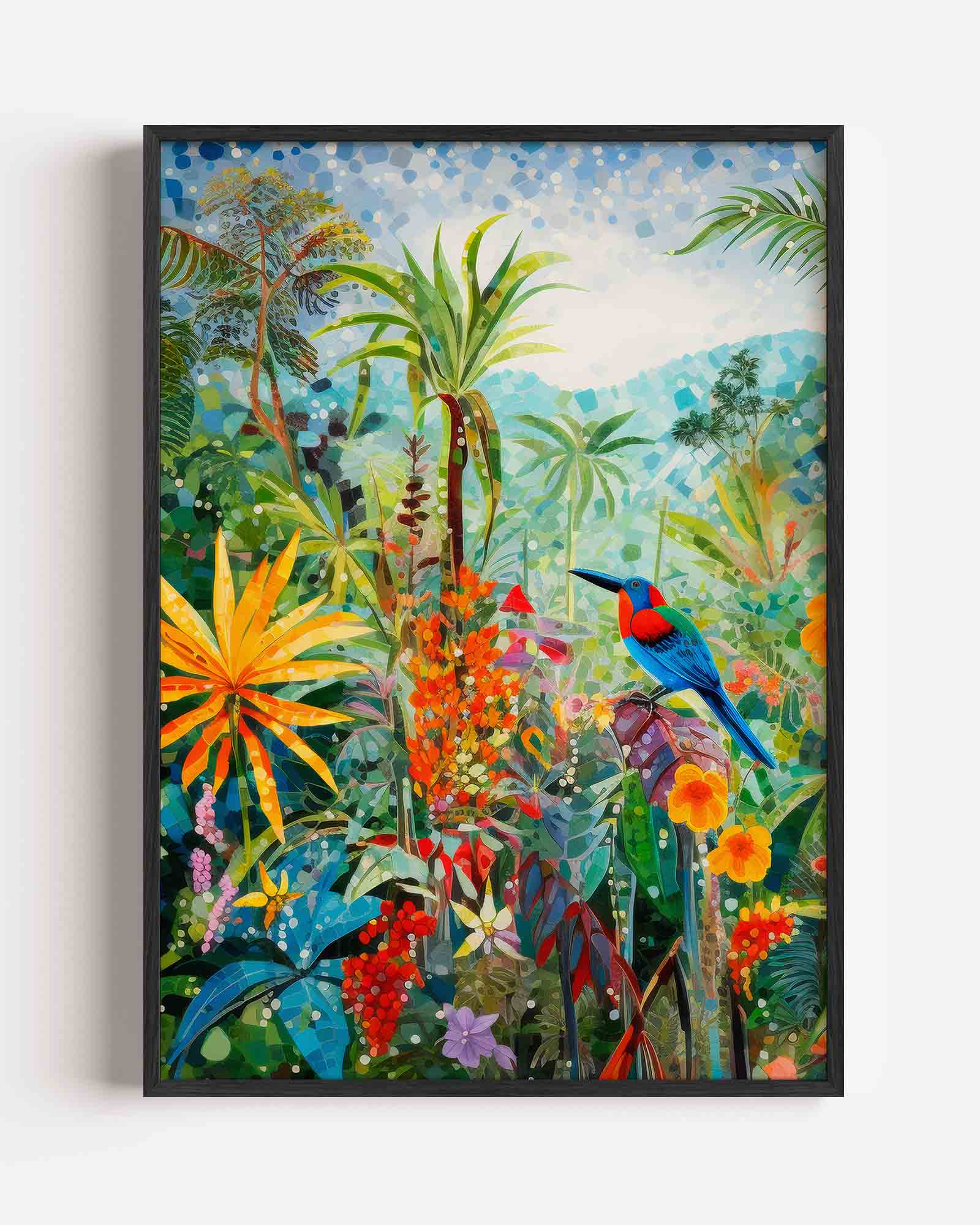 Vogel in tropisch landschap Poster