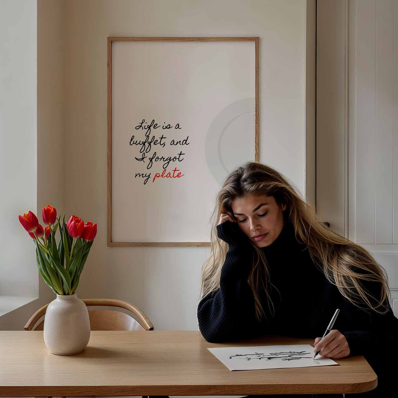 Leven is een Buffet Poster-WallArtistic