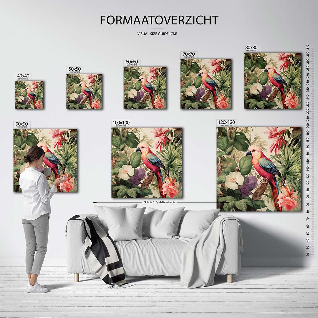 Exotische vogel en bloemen Kunstwerk