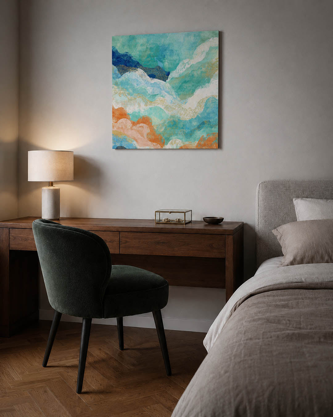 Golvende kleurencompositie Kunstwerk