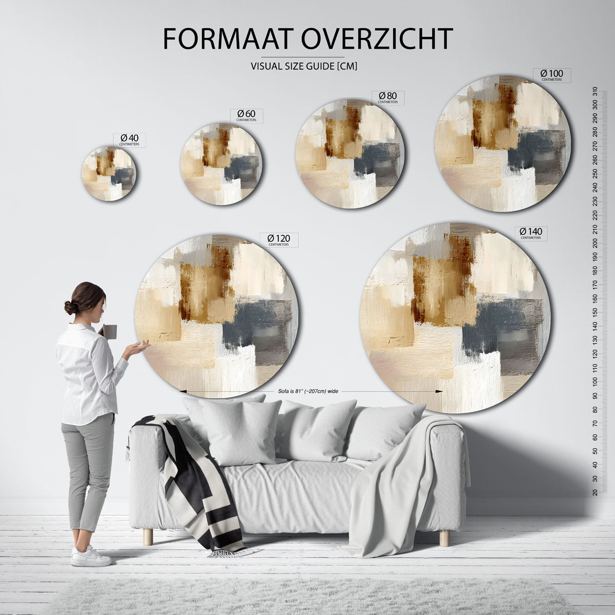 Abstracte beige en bruine Muurcirkel