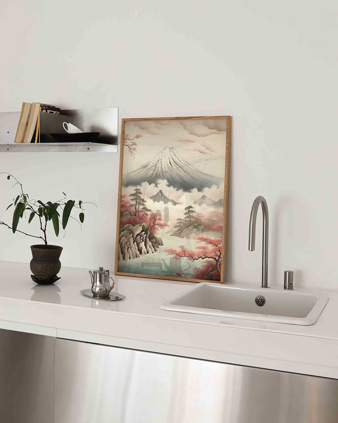 Berglandschap met bomen Poster
