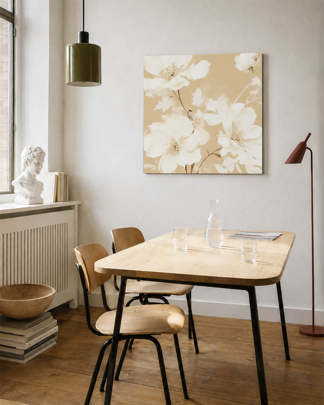 Bloemen op beige Kunstwerk