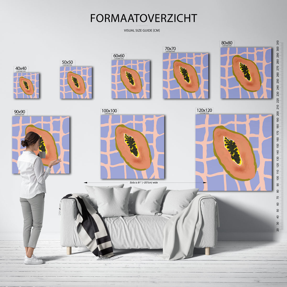 Papaja op raster Poster