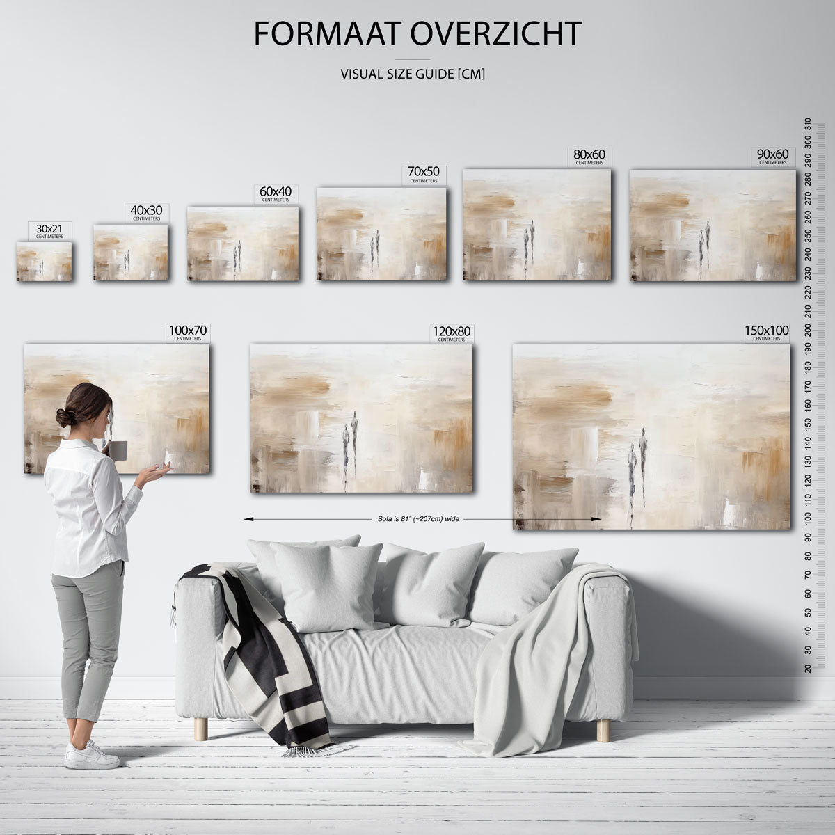 Twee figuren in beige landschap Poster
