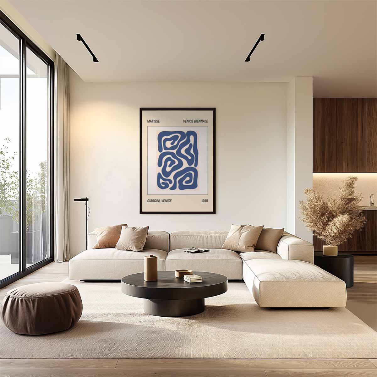 Abstracte Blauwe Patronen Kunstwerk-canvas-dibond-plexiglas-wanddecoratie-WallArtistic