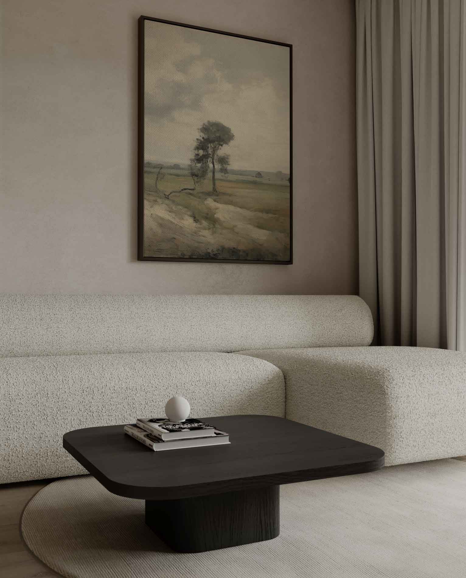 Eenzame Boom in Landschap Kunstwerk-canvas-dibond-plexiglas-wanddecoratie-WallArtistic