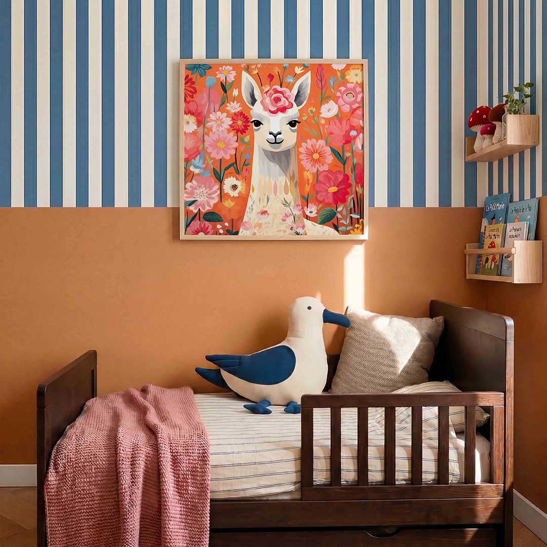 Lama tussen bloemen Poster