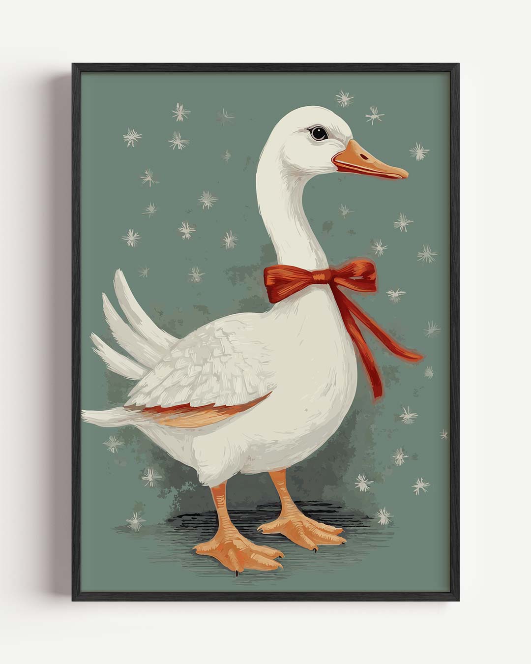 Charmante Eend Met Strik Poster-WallArtistic