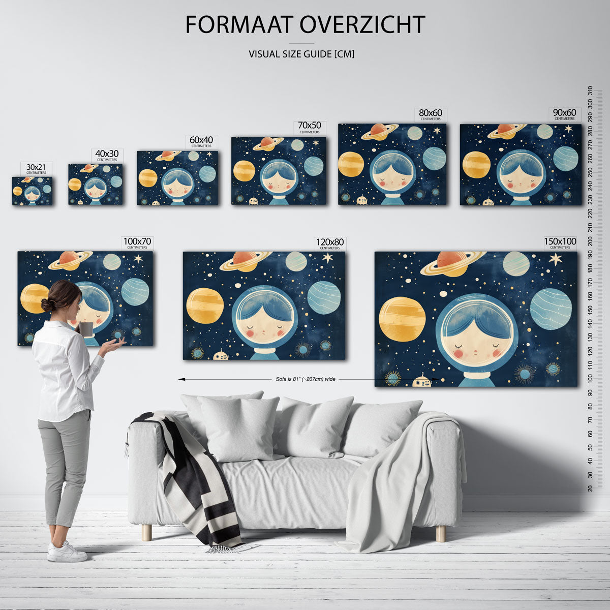 Astronaut en planeten Poster