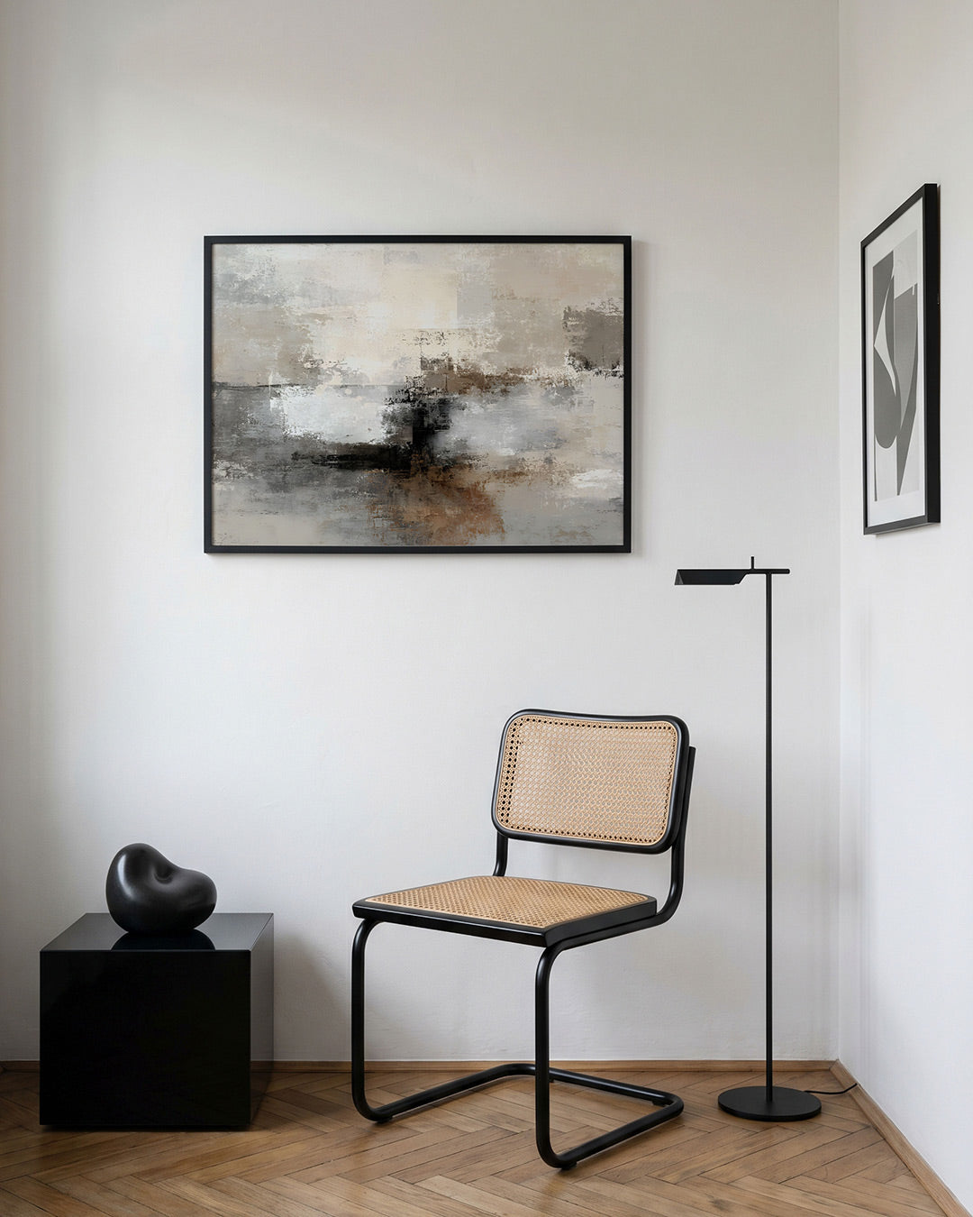 Abstracte beige en grijze Poster