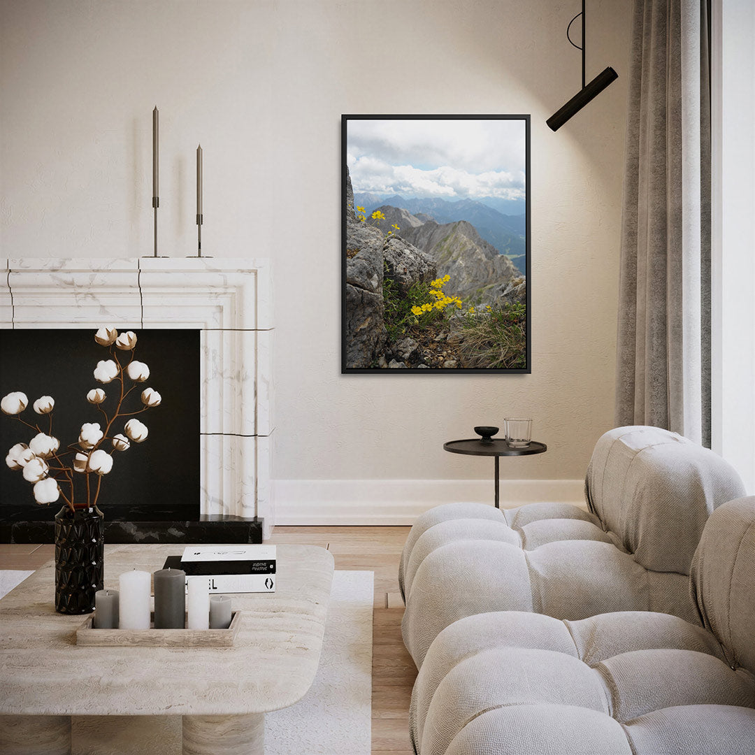 Berglandschap met bloemen Kunstwerk