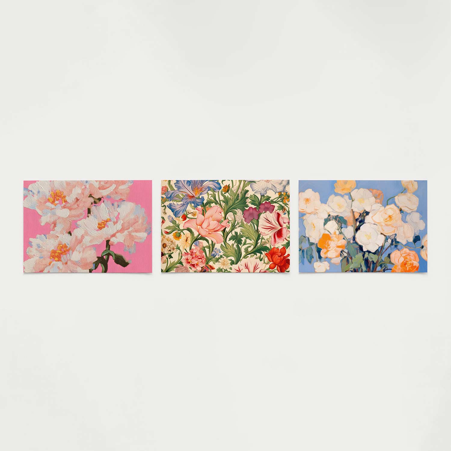 Bloemrijke kleurvlakken Posterset
