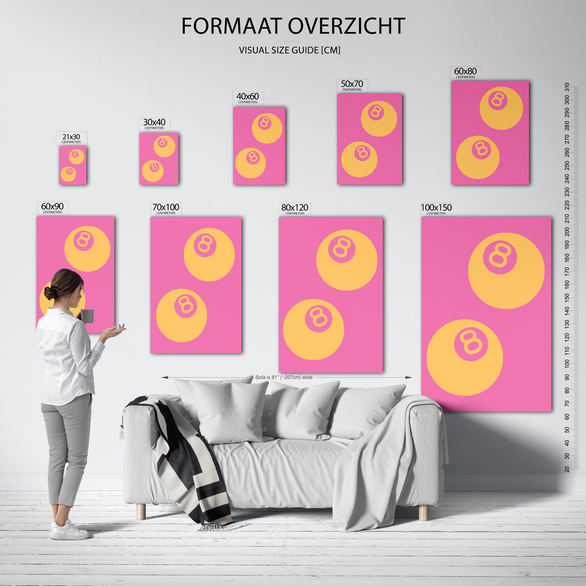 Gele ballen op roze Poster