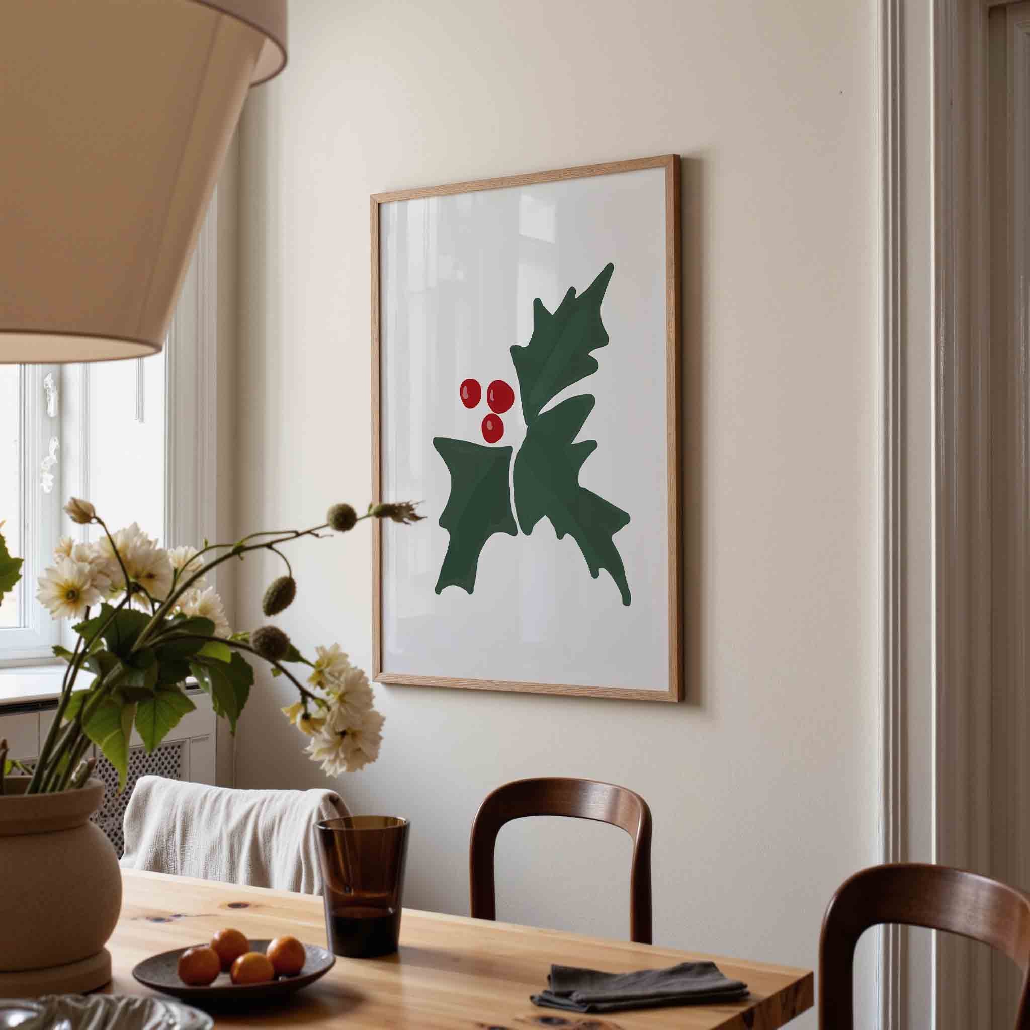 Hulstbladeren en bessen Poster