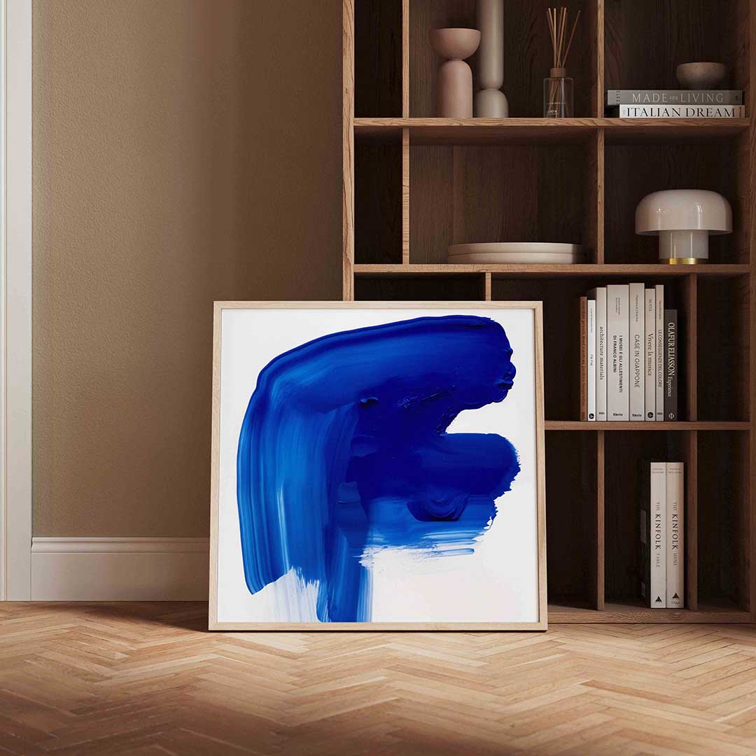 Blauwe penseelstreek Poster