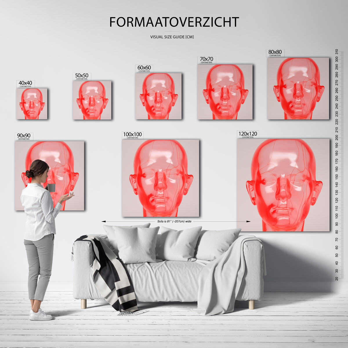 Transparant rood hoofd Poster
