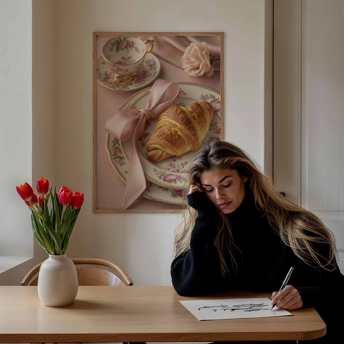 Ontbijt met Croissant Poster-WallArtistic