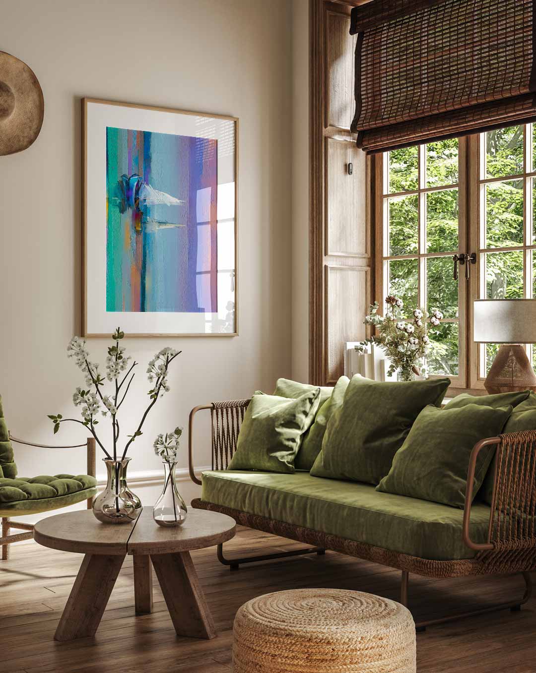 Abstracte Zeilboot Poster-WallArtistic