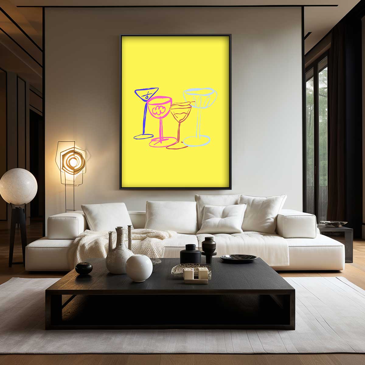 Vrolijke Glazen Illustratie Kunstwerk-canvas-dibond-plexiglas-wanddecoratie-WallArtistic