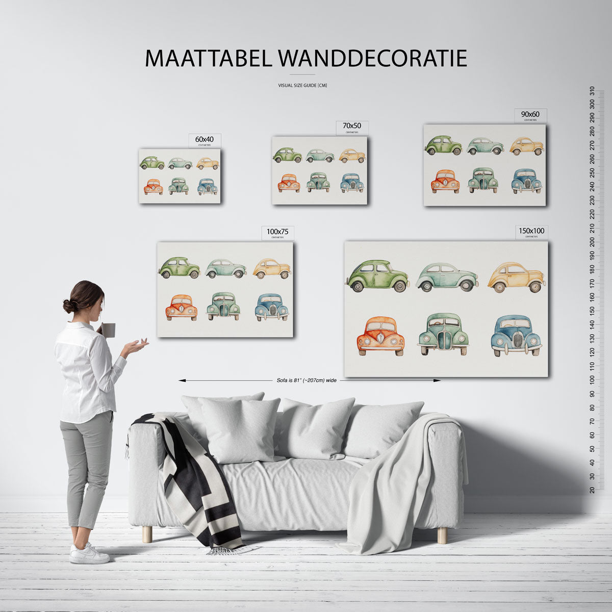 Kleurrijke auto illustraties Kunstwerk